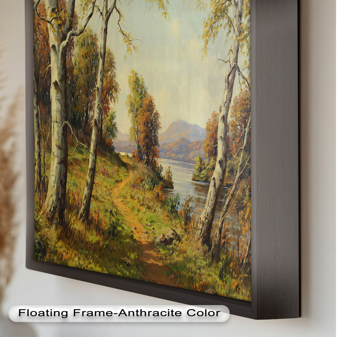 Goldener Pfad am See – Vintage Ölgemälde