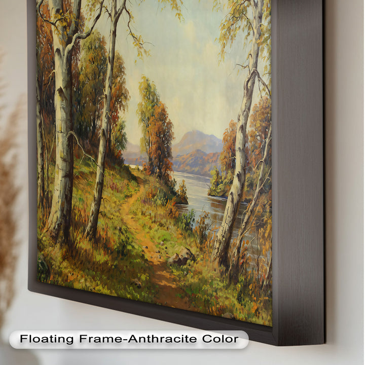 Goldener Pfad am See – Vintage Ölgemälde