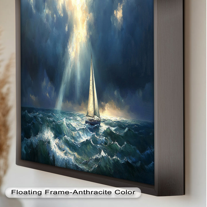 Stormy Horizon – Boat Oil Painting