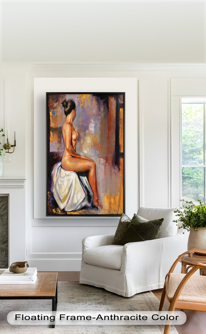 Poised in Silence – Figurative Nude Abstract Oil Painting