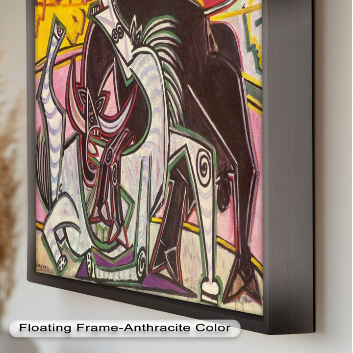 Abstract Bullfight Scene Wall Decor – Cubist Oil Painting