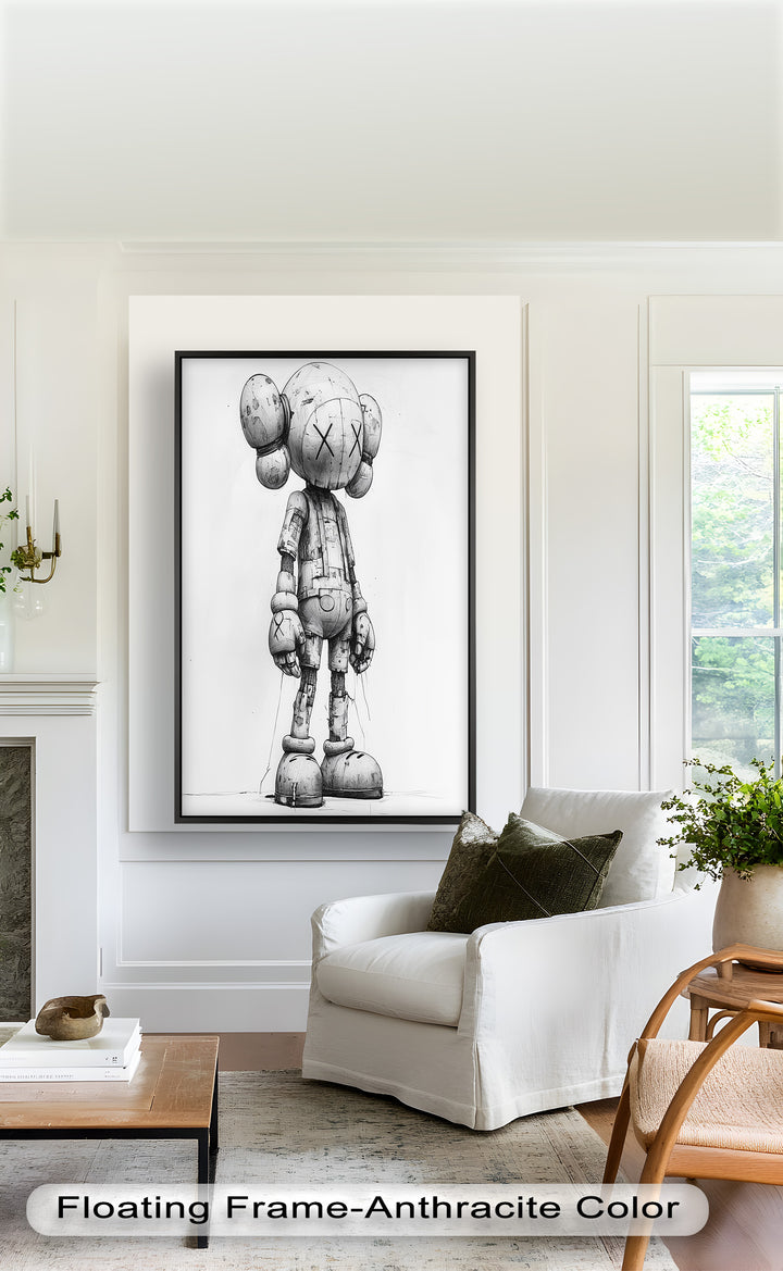 Timber Companion – Monochrome KAWS Oil Painting