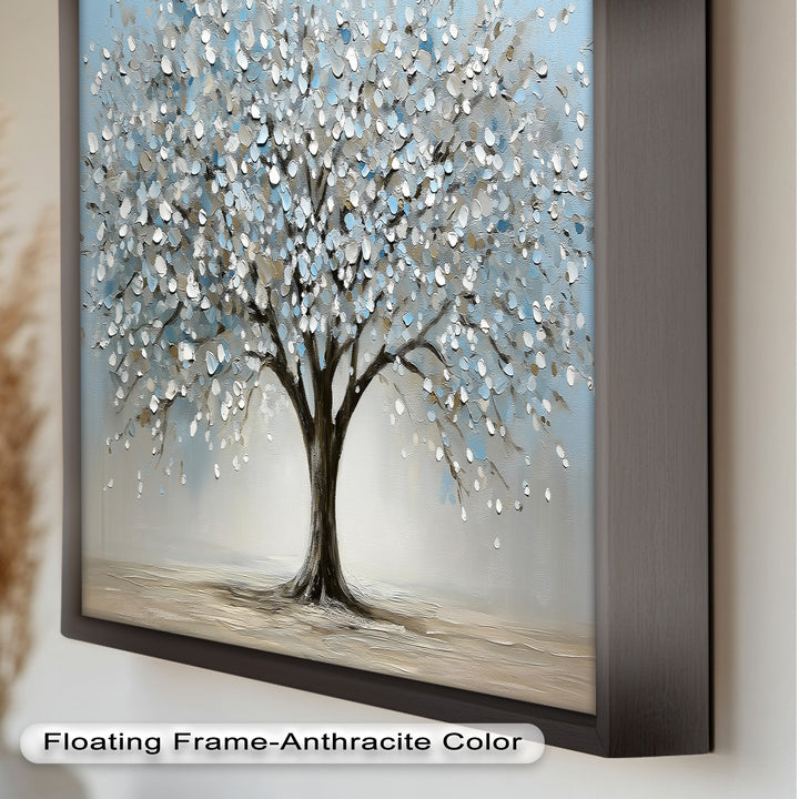 Snowflower Tree – Modern Framed Oil Painting