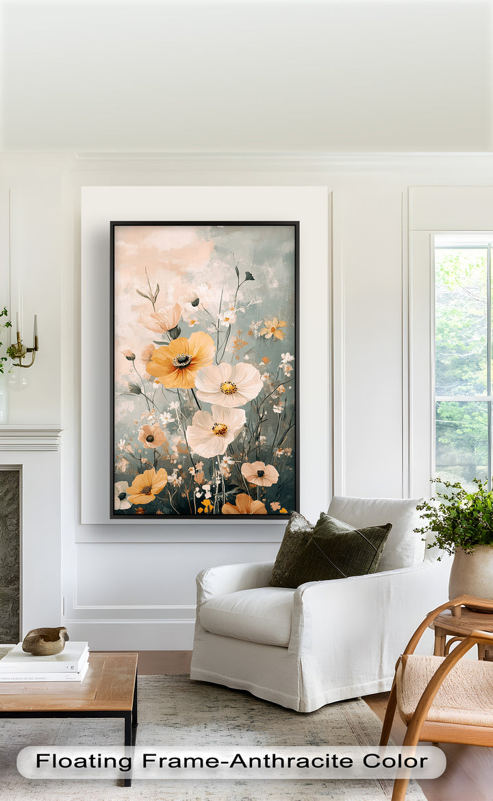 Golden Meadow Bloom - Boho Oil Painting