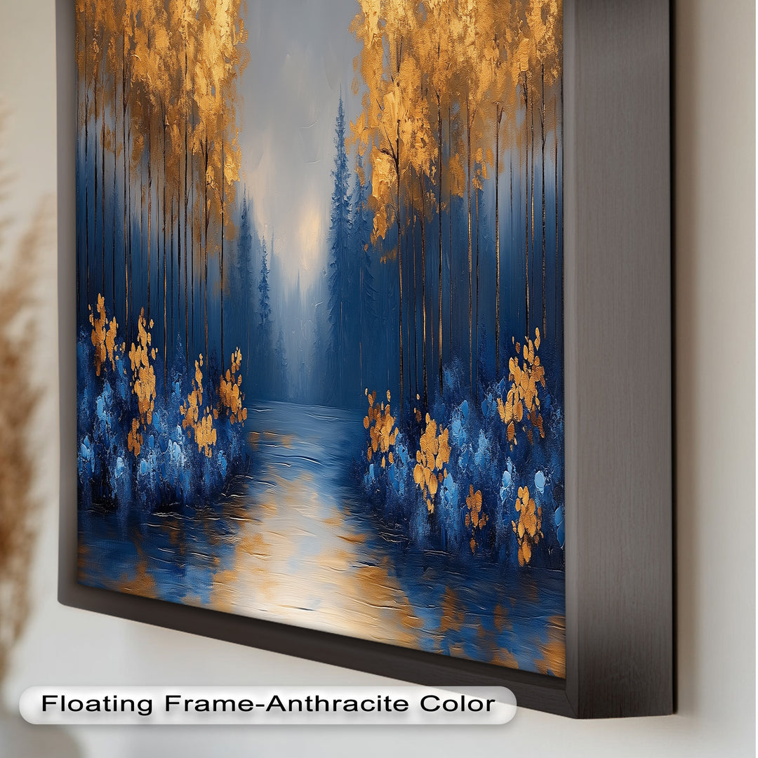 Golden Forest Landscape - Framed Autumn Oil Painting
