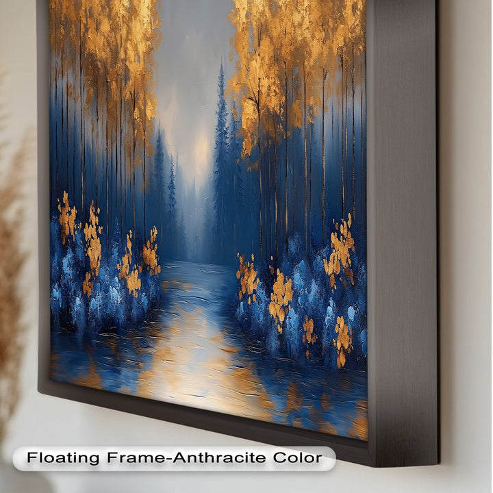 Golden Forest Landscape - Framed Autumn Oil Painting