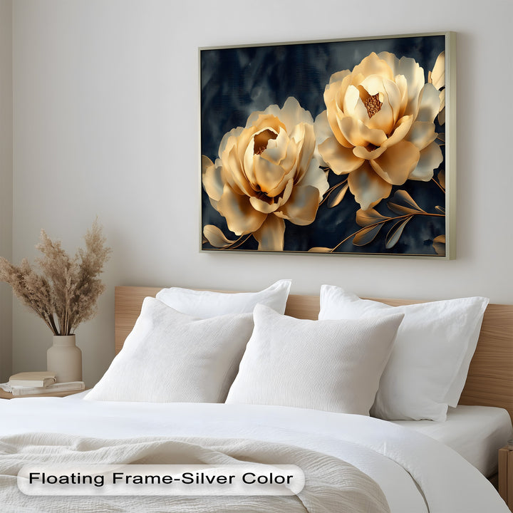Golden Bloom Elegance – Flower Oil Painting