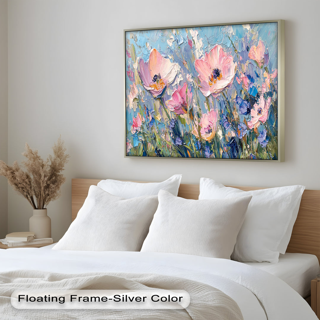 Pink and Violet Wildflower Bloom - Flower Oil Painting