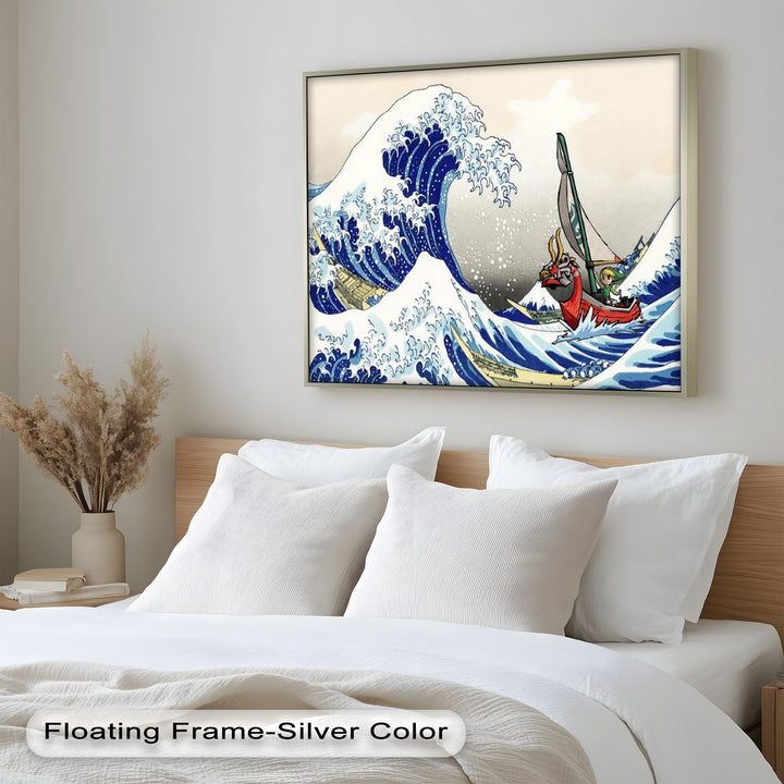Hokusai Great Wave x Zelda Art – Japanisches Pop-Art-Ölgemälde