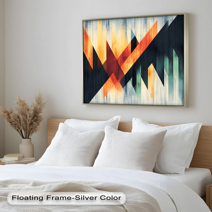 Modern Angular Lines – Bold Geometric Oil Painting
