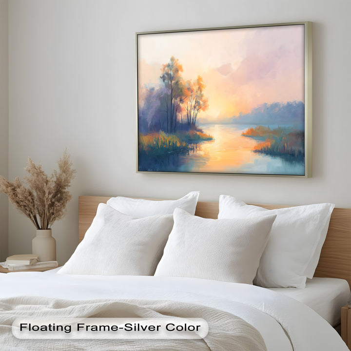 Sunrise on a Cold Morning – Framed Landscape Oil Painting