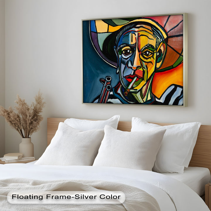 Rebel's Gaze – Bold Cubist Portrait Picasso Oil Painting