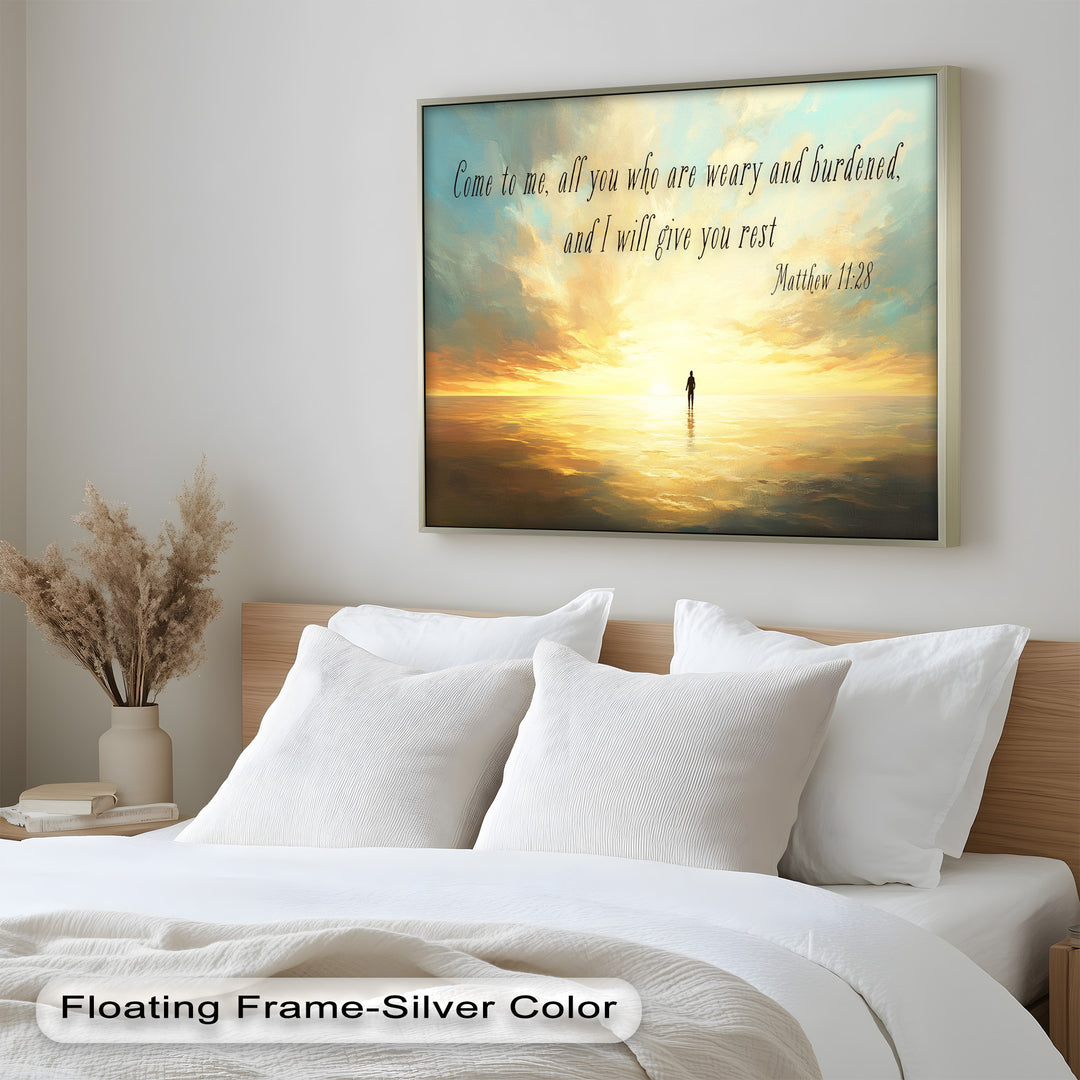 Matthew 11:28 – Rest in Christ Bible Verse Oil Painting