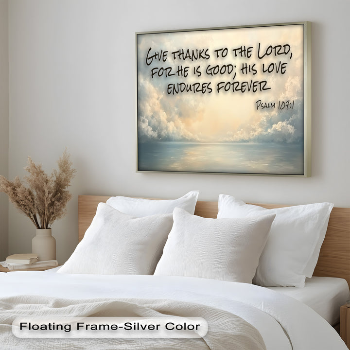 Psalm 107:1 – Give Thanks to Lord Bible Verse Oil Painting