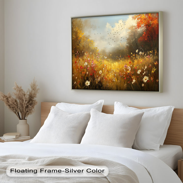 Flowers and Stream – Vibrant Autumn Oil Painting