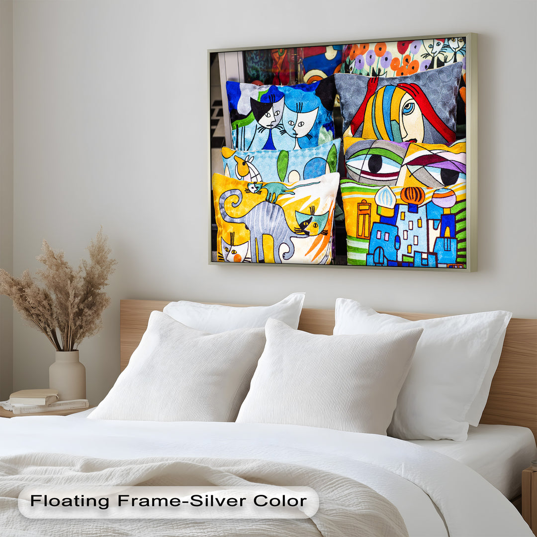 Colorful Cubist Cat & Face Pillows – Picasso Oil Painting