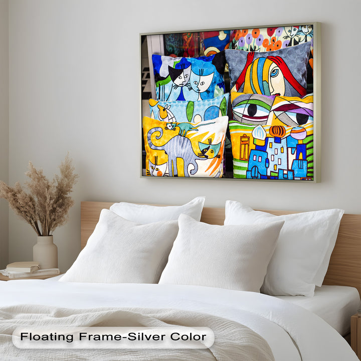 Colorful Cubist Cat & Face Pillows – Picasso Oil Painting