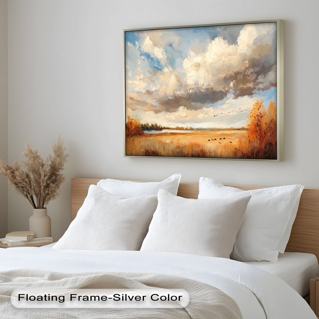 Autumn Meadow Wall Art – Impressionist Landscape Oil Painting