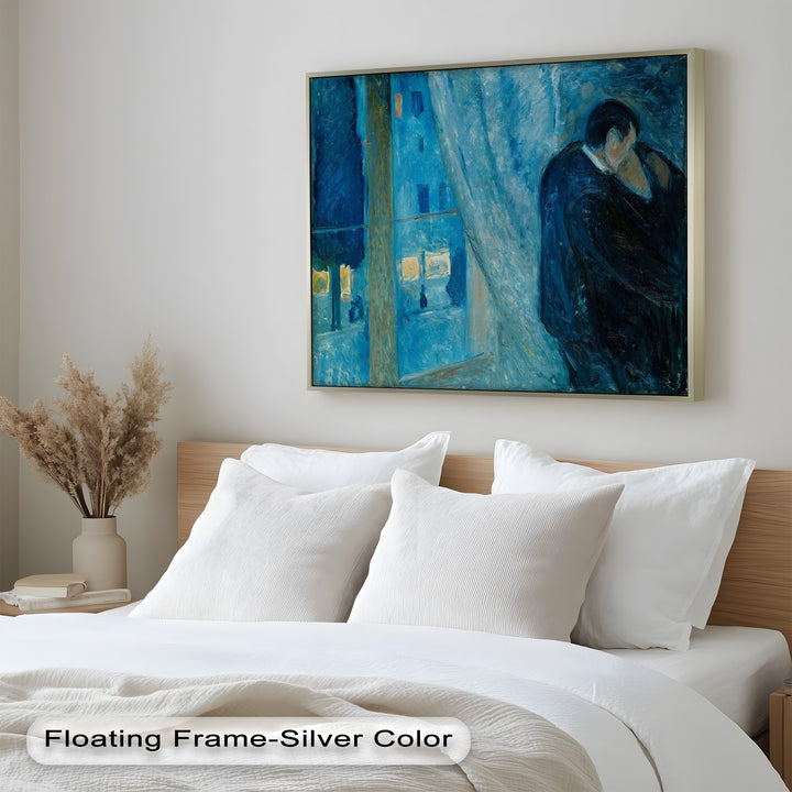 The Kiss by Munch – Romantic Blue Interior Oil Painting