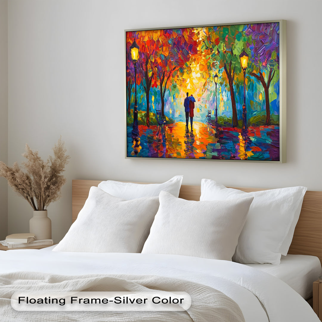 Autumn Radiance – Lovers Under the Colorful Canopy Love Oil Painting