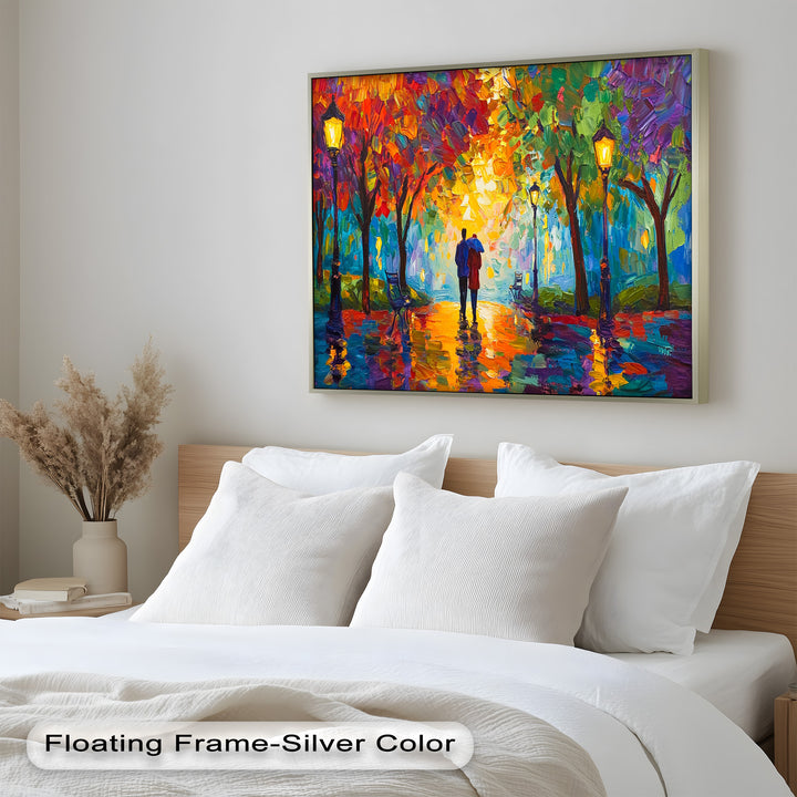 Autumn Radiance – Lovers Under the Colorful Canopy Love Oil Painting