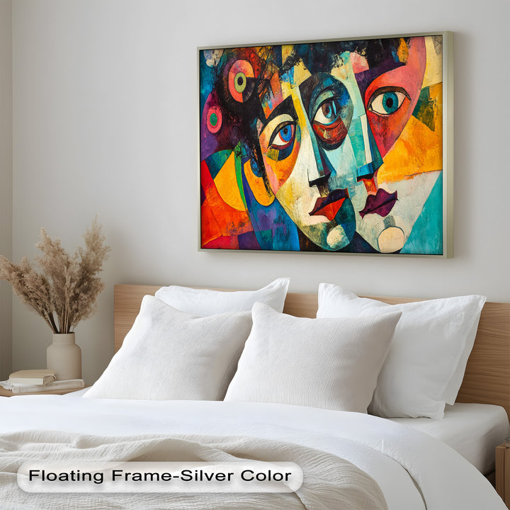 Entwined Visions Oil Painting – Fauvist Dual-Face Expressionism