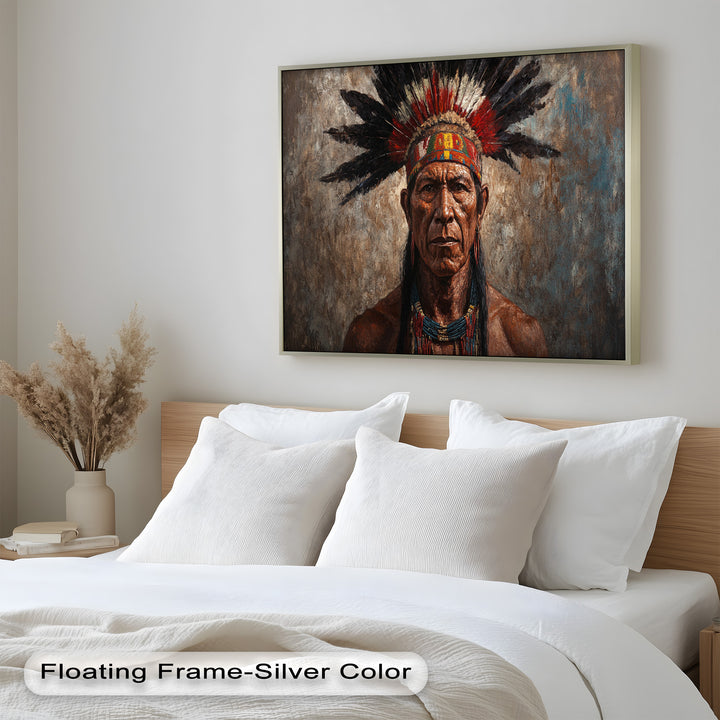 Echo of the Ancestors – Native Warrior Portrait Oil Painting