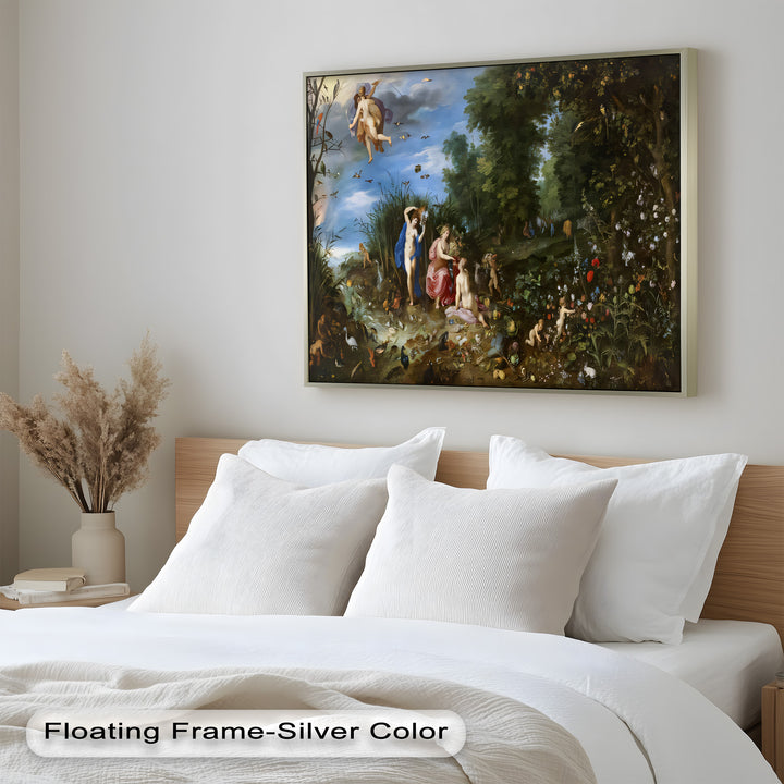 The Garden of Earthly Light – Mythological Forest Scene Oil Painting