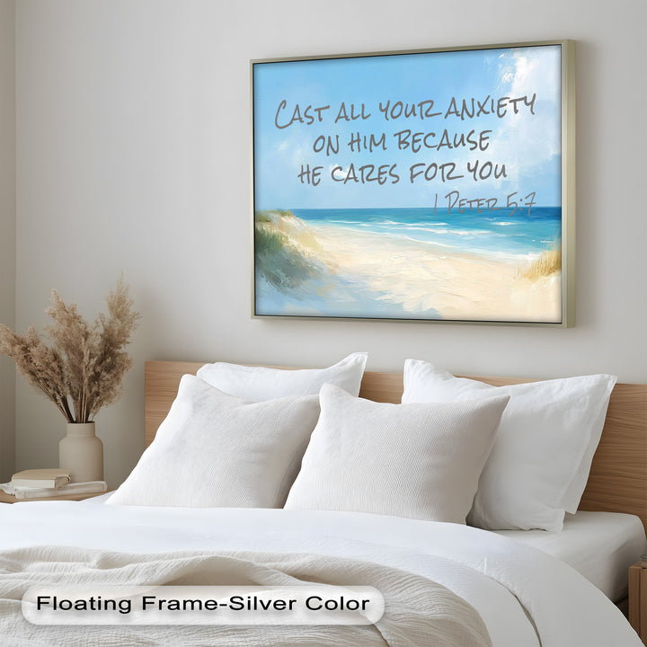 1 Peter 5:7 – Cast Your Anxiety Bible Verse Oil Painting