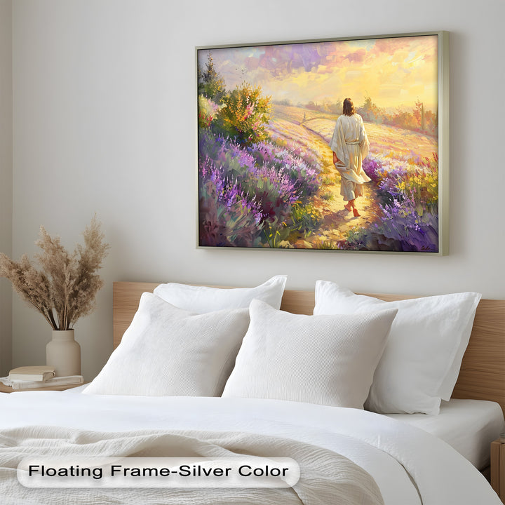 Embrace the beauty of spirituality with this breathtaking oil painting. The hand-painted details depict Jesus walking through a tranquil landscape, symbolizing guidance, faith, and inner peace.