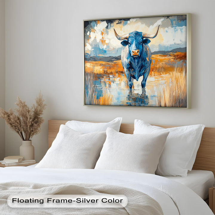 Blue Desert Bull – Animal Oil Painting