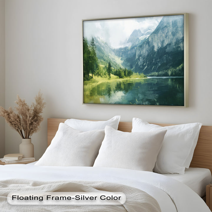 Mountain with a Lake – Modern Oil Painting