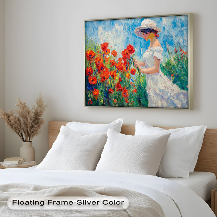 Lady Among Poppies – Impressionist Garden Stroll Oil Painting