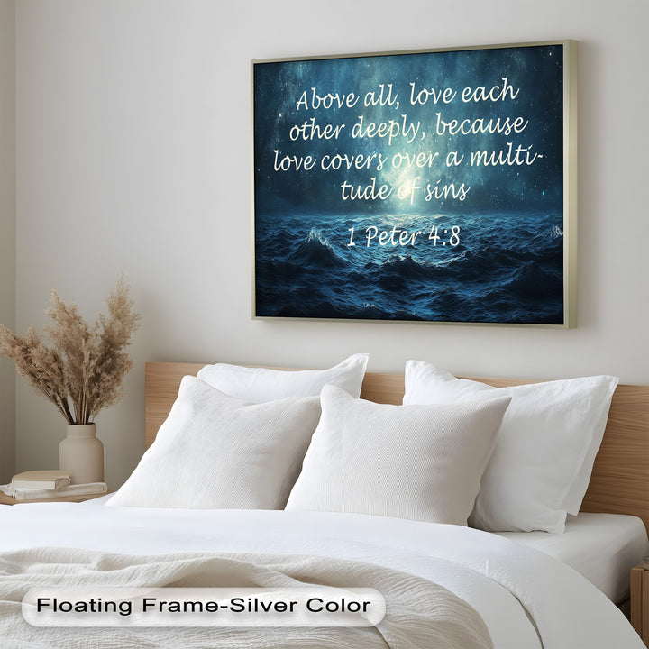 1 Peter 4:8 – Love and Forgiveness Bible Verse Oil Painting