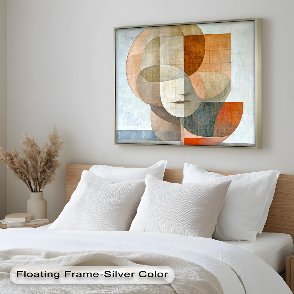 Cubist-inspired artwork featuring overlapping shapes and a modern aesthetic.
