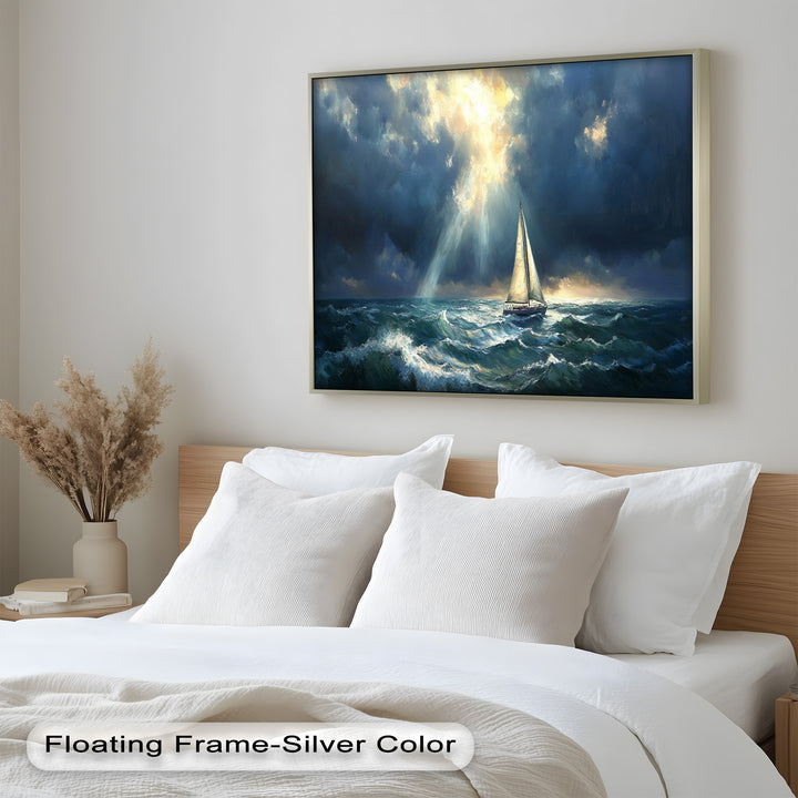Stormy Horizon – Boat Oil Painting
