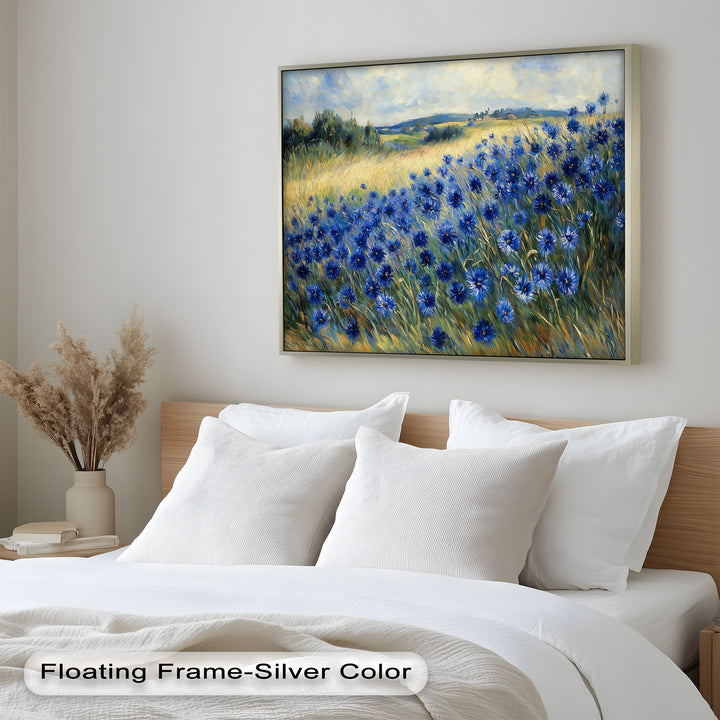 Golden Fields and Blue Cornflowers – Impressionist Meadow Scene Oil Painting