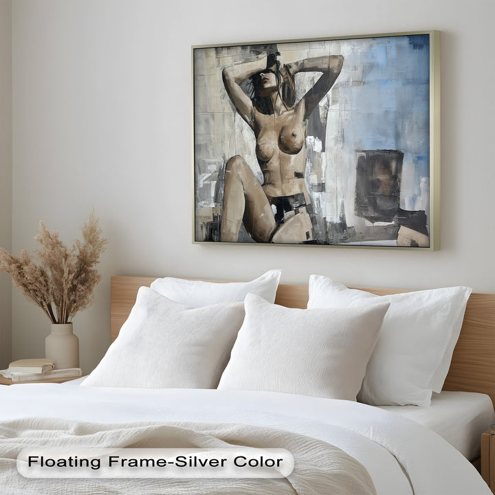 Urban Solitude – Contemporary Nude Oil Painting in Monochrome Hues