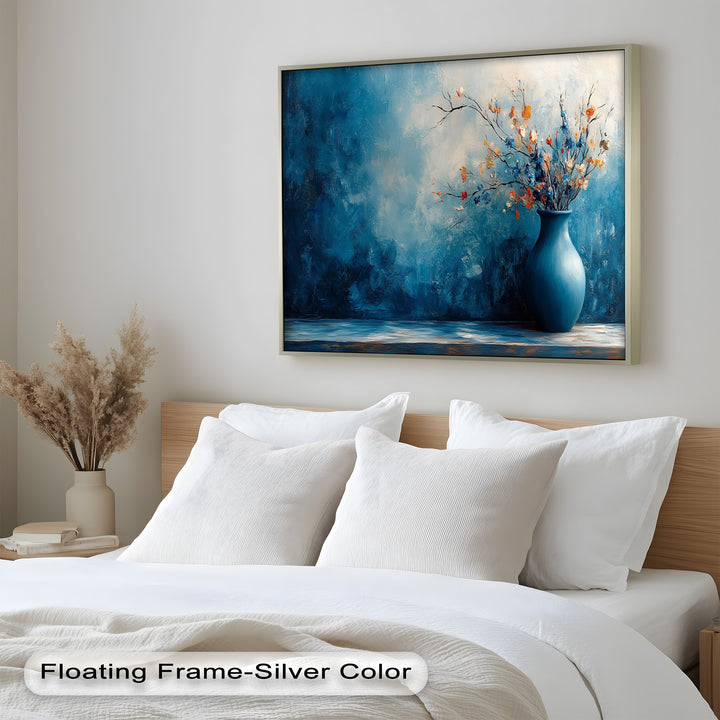 Blue Harmony Vase – Contemporary Floral Arrangement Flower Oil Painting