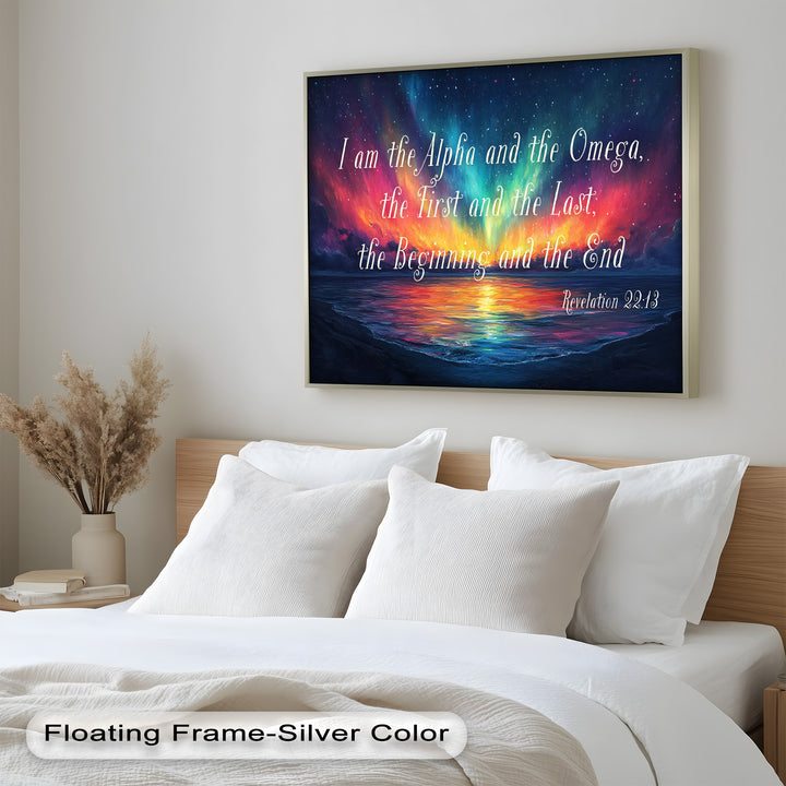 Revelation 22:13 – Alpha & Omega Bible Verse Oil Painting