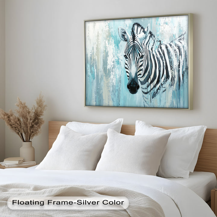 Zebra in Blue Abstract Style - Animal Oil Painting