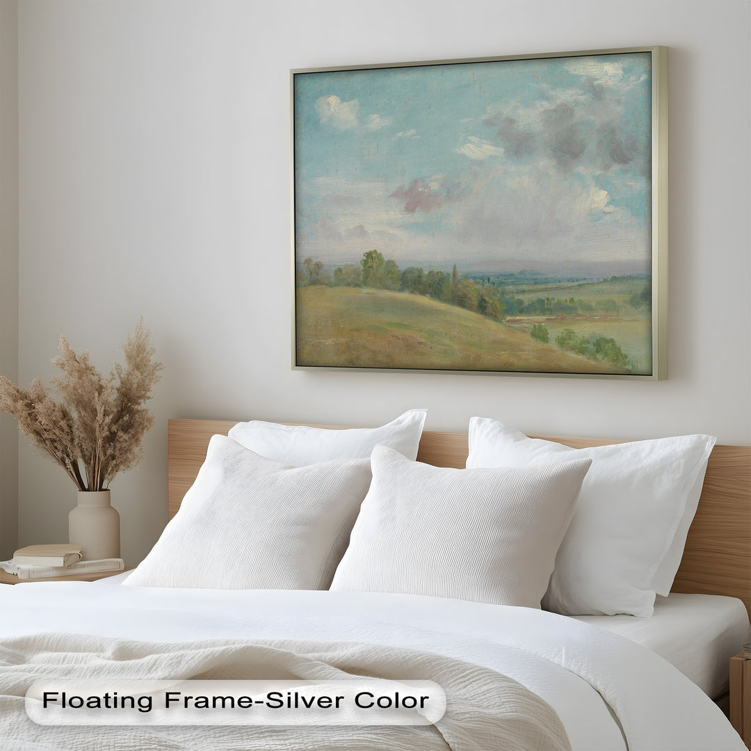 Vintage Landscape Framed Art – Rolling Hills Oil Painting
