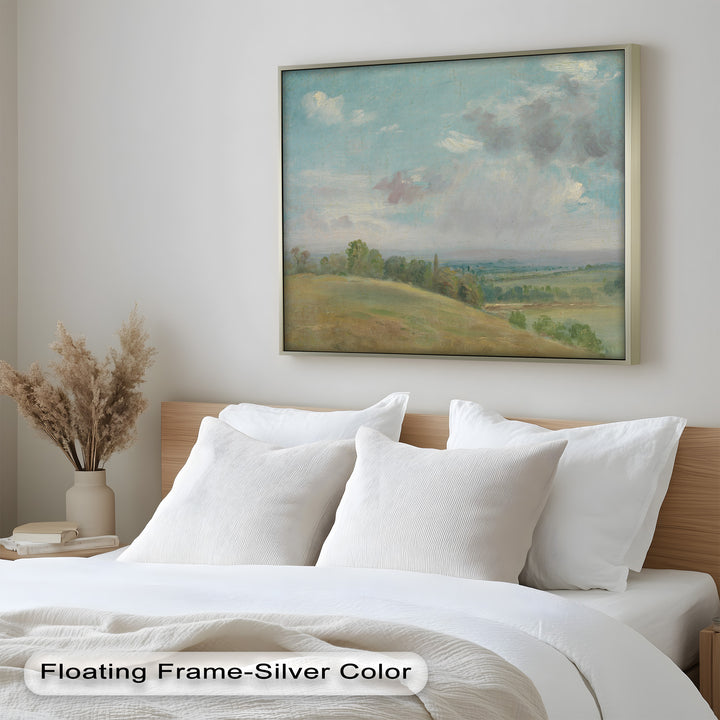 Vintage Landscape Framed Art – Rolling Hills Oil Painting