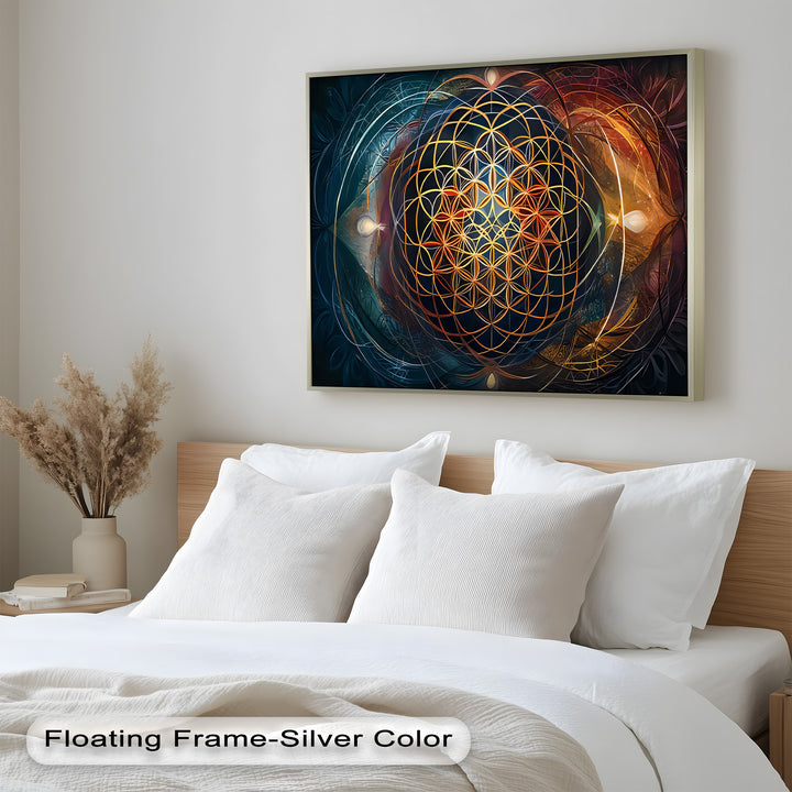 Spiritual Wall Art-Sacred Geometry Flower of Life Oil Painting