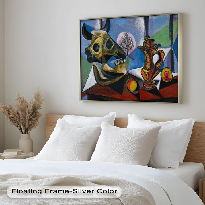 Stillleben mit Totenkopf und Krug – Symbolisches kubistisches Picasso-Ölgemälde