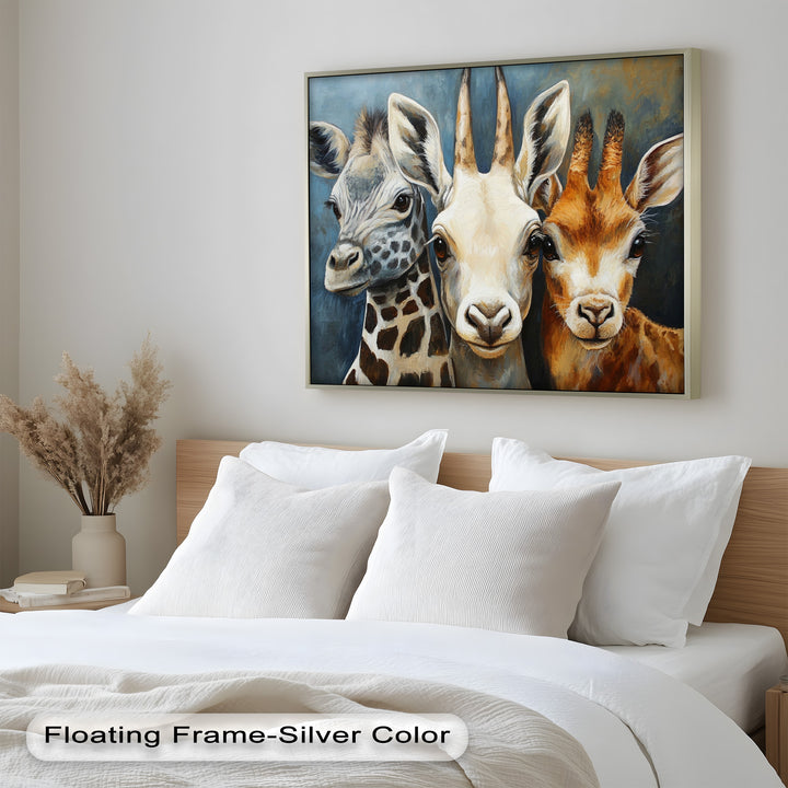 Trio of Giraffes – Animal Oil Painting