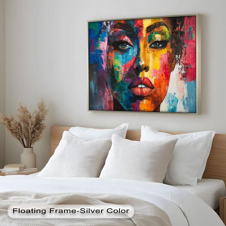 Color Reign – Vibrant Female Portrait Abstract Oil Painting