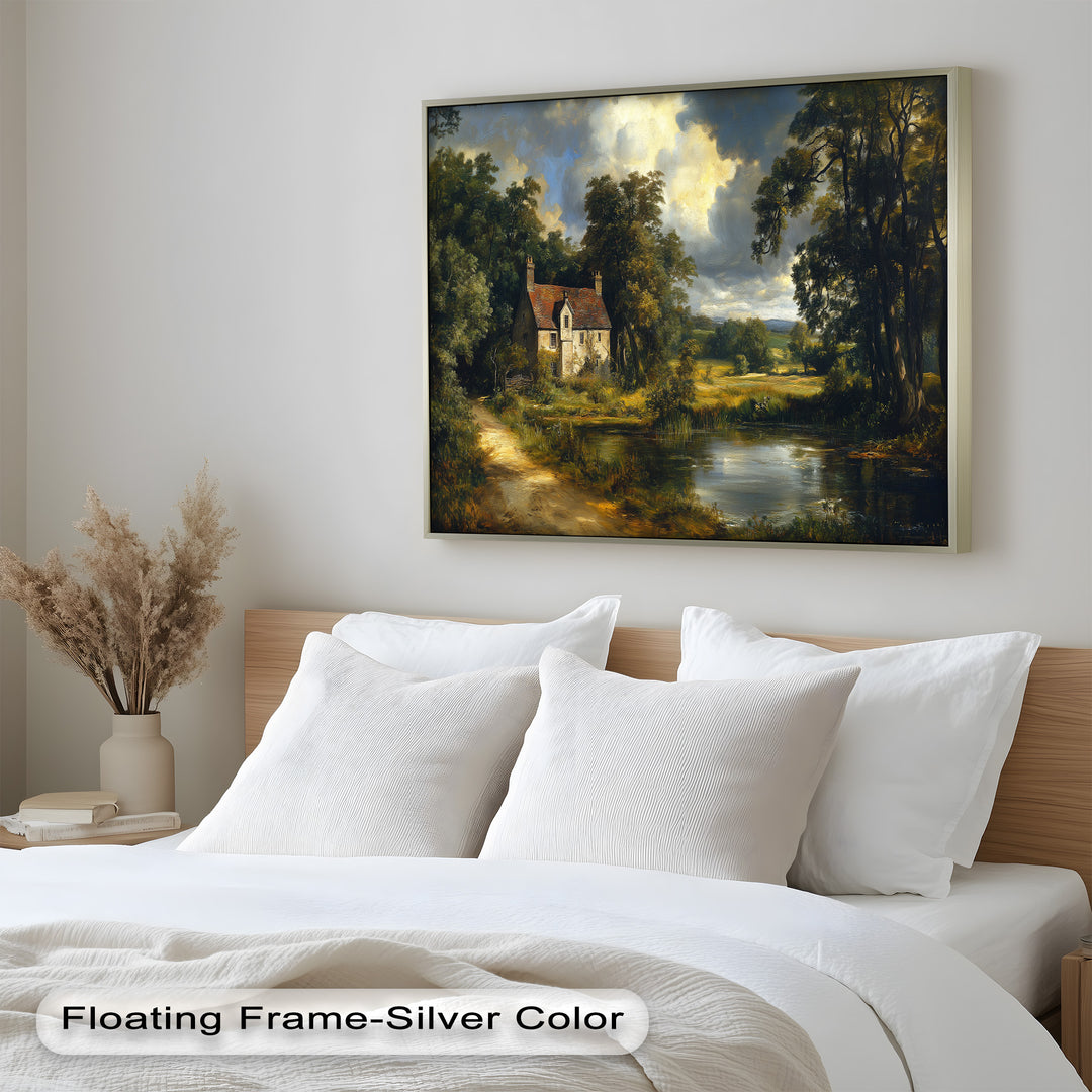 Rustic English Cottage – Charming Countryside Oil Painting