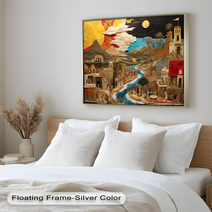 River of Time – Ancient Civilization Collage Picasso Oil Painting