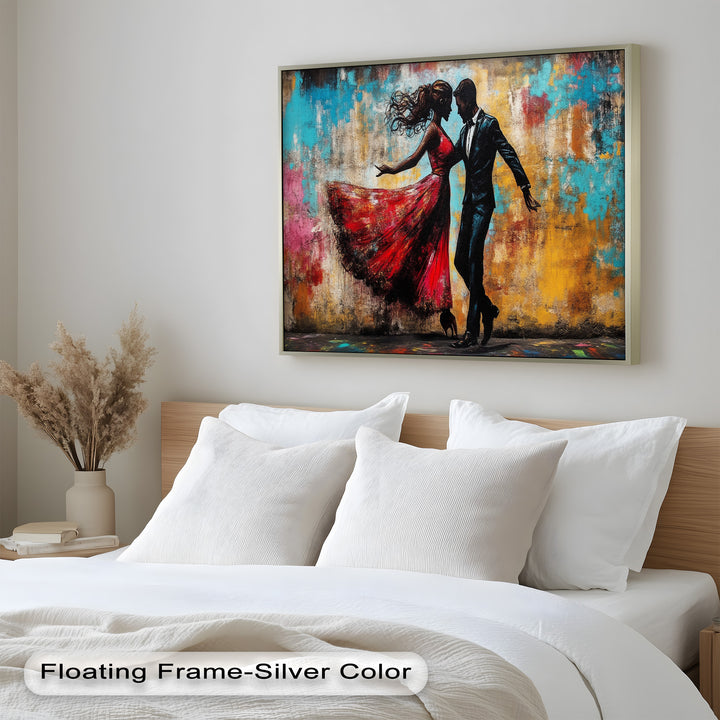 Whirl of Passion – Dancing Lovers in Red Love Oil Painting